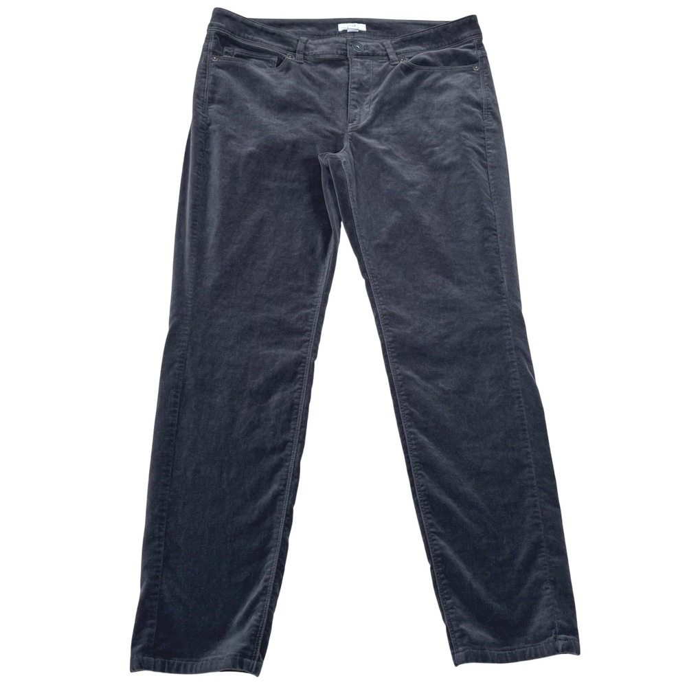 J.Jill Gray Velvet Straight Leg Pants Womens 8P Charcoal 5-Pocket Trousers